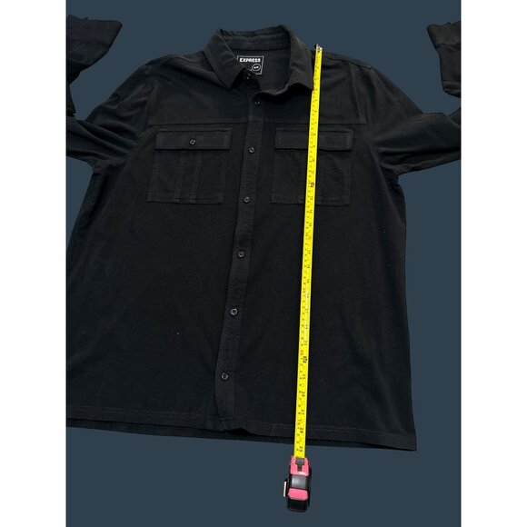Mens Express Black Long Sleeve Button-Down Shirt XL With Stretch & Moisture Wick - Picture 4 of 7